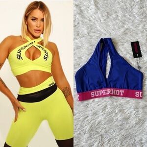 Superhot 4016 top in blue/pink size Medium